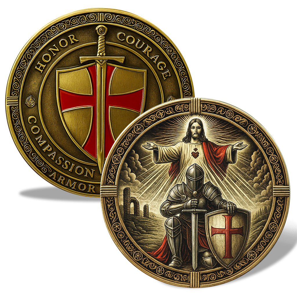 Knight Templar Prayer Coin - Detail view